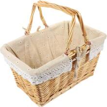 Grand panier de pique-nique en osier avec poignée, panier cadeau à remplir, panier à ouverture supérieure convenant pour le jardinage, les fruits, les bonbons, le vin, la collecte d'œufs de Pâques, les mariages, les légumes et plus encore - Multicolore - Voir 12