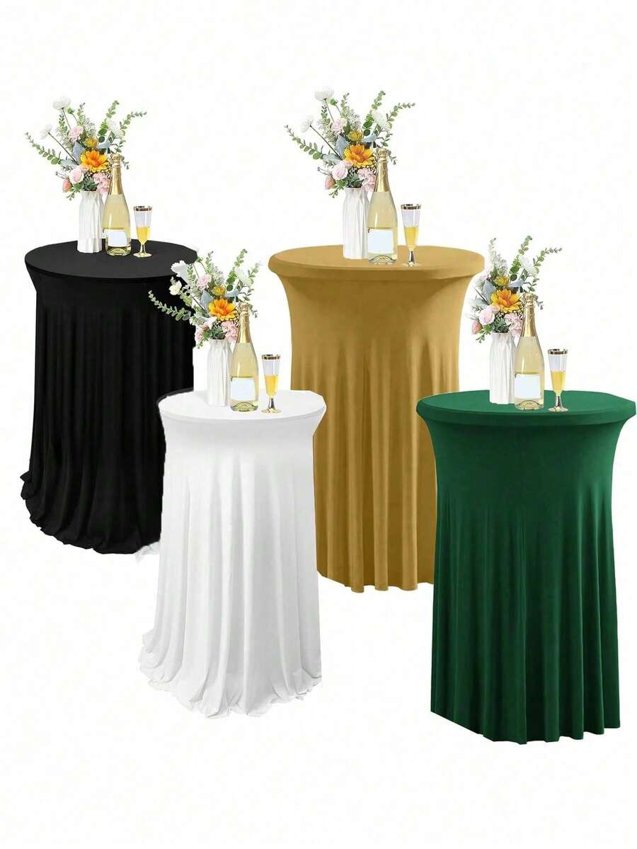 Spandex Cocktail Table Cloth, Elastic Fitted High-Top Table Cover, Wrinkle-Resistant Stretch Round Bar Table Cover, Suitable For Weddings, Parties And Events, Durable Washable Fabric, Multiple Colors Available, Create Elegant Decor - Multicolor - View 1