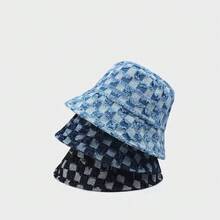 1個網格設計時尚百搭水桶帽，適合戶外與日常穿著街頭牛紋絨毛復古水桶帽，加厚保暖帽適用於秋冬，韓系女款百搭水桶帽 - 漁夫帽 - 查看 4
