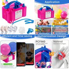 PCFING - Bomba de globo eléctrica y herramienta de atado de globos en uno inflador portátil de globos con kit de tira de arco - Rojo rosa - Ver 1