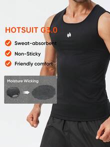 HOTSUIT 2pcs/Set Atasan Sauna Tanpa Lengan Pria, Tank Top Ketat untuk Latihan, Cocok untuk Olahraga di Gym - Hitam - View 8