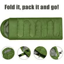 3-4 SEASON SINGLE SLEEPING BAGS CAMPING RECTANGULAR ENVELOPE ZIP UP KIDS ADULT - Army Green - View 7