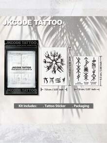 JKCODE TATTOO 2PCS Viking Waterproof Semi-Permanent Tattoos, [Old School Classic]Temporary Tattoos - Simple Designs - Men's Fashion Waterproof Semi-Permanent Tattoos For Neck Hand Finger - Halloween - View 5