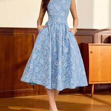 xuehuamaoyi02  Vestido elegante sin mangas de cuello cuadrado con bolsillo de unicolor vintage para mujer, atuendo de verano, vestido de invitada de boda, vestido de regreso a la escuela, vestido de cumpleaños elegante para mujer, atuendo de cumpleaños elegante para mujer, atuendo de vacaciones para mujer, vestido elegante para mujer en otoño, ropa de mujer para vacaciones, vestido de iglesia para mujer, atuendo de festival para mujer, estilo de dinero antiguo, atuendo de brunch para mujer - Verde - Ver 2