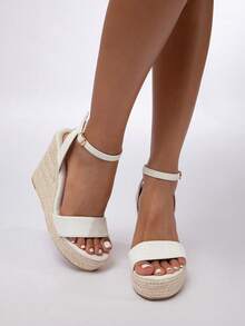 Women's Platform Sandals High Heels, Summer Breathable Casual High Heel Shoes For Walking, Students, Elegant Comfortable Holiday Beach Wedge Sandals - White - View 5