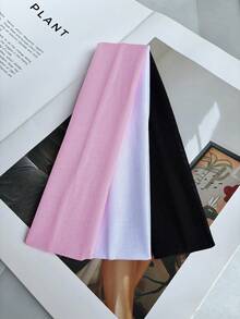 3 pièces/6 pièces Bandeaux de sport yoga polyvalents de couleur unie, accessoires pour cheveux d'été - Multicolore - Voir 3