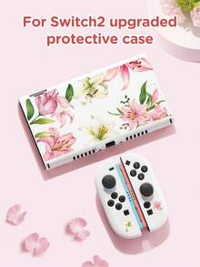 Compatible With Switch Game Console Accessories, Pink And White Lily Floral Pattern, Compatible With Switch 2025 Switch NS/OLED Protective Case, Storage Bag, Best Gift Compatible With Switch Players, Valentine's Day Confession/Spring Romantic Gift - Multicolor - View 3