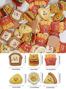 10/30pcs Mini French Fries & Burger Accessories - Cute Food Themed Slime Beads, Suitable For Handmade Crafts, DIY Decorations, Fridge Magnets - Vibrant Colors, Durable Plastic Accessories, French Fries Themed Small Accessories - Multicolor - View 2