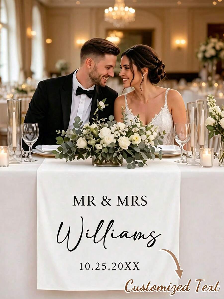 Customized Wedding Table Flags And Memorial Decorations, Customized Wedding Banners, Wedding Table Flags, Linen Wedding Table Decorations, Main Table Identifiers, Customized Wedding Table Flags, Personalized Wedding Table Flags And Memorial Decorations - Multicolor - View 1