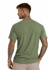 Men's Basic Casual Plain T-Shirt In Premium Combed Cotton, Sizes S To XL - 綠色 - 查看 3