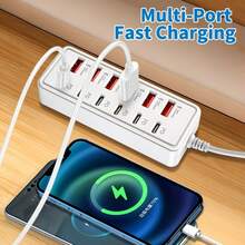 12‑Port Multi‑Protocol Fast Charging Dock, 6 USB + 6 Type‑C , Compact Desktop Charging Station, No External AC Adapter Required - Black - View 6