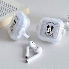 Disney Mickey Mouse "Do What Makes You Happy" Inspirational AirPods Case Cute Transparent Shockproof Shell With Rotating Bracket Compatible With AirPods 1/2/3/4 And Pro/Pro 2 Nd Generation Suitable For New AirPods Pro 3 Stocking Stuffers The Girlfriend. - Transparent - View 2