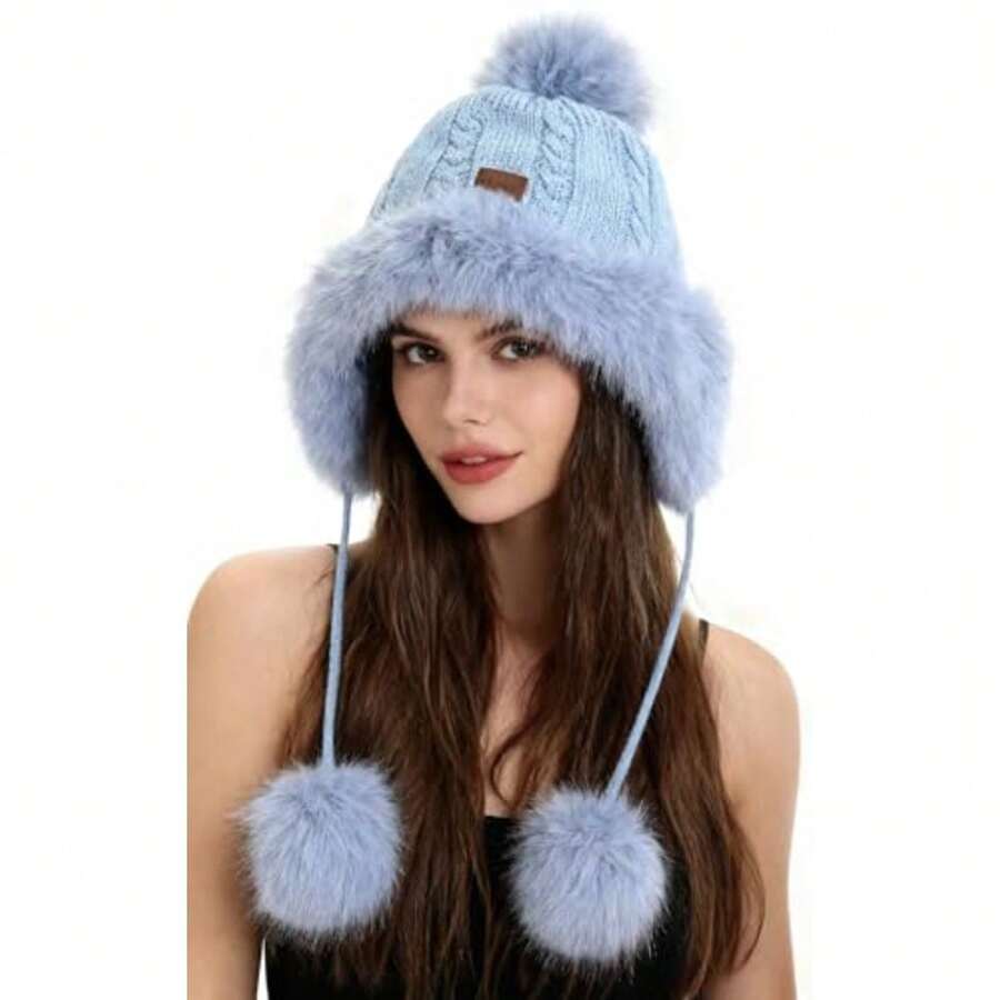 Women Beanie Hat - 淺藍色 - 查看 1