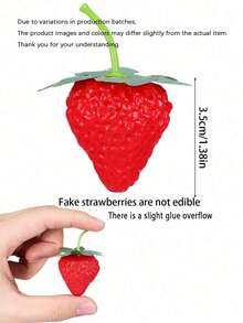 1/5/10pcs Artificial Red Strawberries, Realistic Plastic Fake Fruit, Suitable For Home Kitchen Party Decoration, Photography Props, Red Plastic Fruit Decor, All-Season Summer Decoration, Suitable For All Room Types, Holiday Fake Strawberry Gift, Birthday Graduation Gift, Artificial Plant - Red - View 8