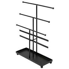 MyGift Joyero de 5 barras horizontales para guardar collares aretes anillos pulseras. Hecho en metal negro incluye base estilo bandeja para anillos - Negro - Ver 8