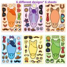 1/2/6 Sets"Build Your Own Horse" Sticker Kit, 6 Sheets Interactive DIY Horse Face Stickers , Whimsical Make-A-Horse Sticker Sheets, Suitable For Birthday Parties, Craft Nights, Party Favors, Educational Activities & Family Fun - Multicolor - View 13
