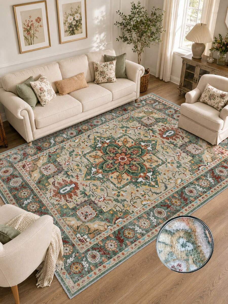 1pc Plush Soft Carpet, Suitable For Living Room & Bedroom, Available In Multiple Sizes, Fluffy & Comfortable, Machine Washable - Multicolor - View 1