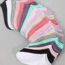 1/20 Pairs Women Candy Color Solid Socks, Sports Socks, Invisible Socks, Solid Color Minimalist Fashion, Suitable For Casual Daily Wear - Multicolor - View 9