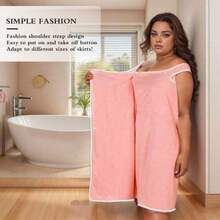1pc Plus Size Women's Bathrobe Wrap Towel, Thin Lightweight Coral Fleece High Absorbent Quick Dry Home Sleep Dress, Suitable For Bath, Pool, Spa - Large Size - View 6