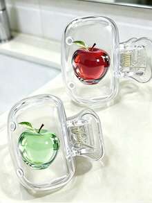 Crystal Apple Pattern Portable Toothbrush Case, Storage Box, Toothbrush Holder, Essential Bathroom Accessory For Home, Business Travel, Daily Use And Outdoor Trips, Spring/Summer Must-Have, Suitable For Couples, Back To School, Father's Day, Birthday Gift - Multicolor - View 5
