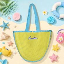 Personalized Solid Color Mesh Tote Bag, Breathable Net Beach Handbag, Mesh Conch Collection Bag, Lightweight Summer Travel Tote, Pool Beach Carry Bag - Multicolor - View 18