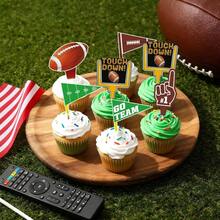 36 piezas de decoracin para cupcakes de ftbol, decoracin de touchdown para de cumpleaos, da de juego deportivo, suministros de celebracin - inicial - Ver 7