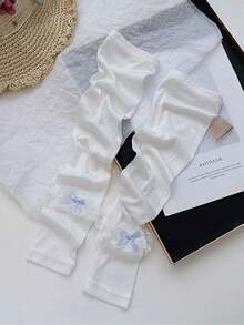 1 Pair Lace Bow Open-Finger Arm Sleeves, Soft Thin Breathable Styling Arm Warmers - Multicolor - View 8