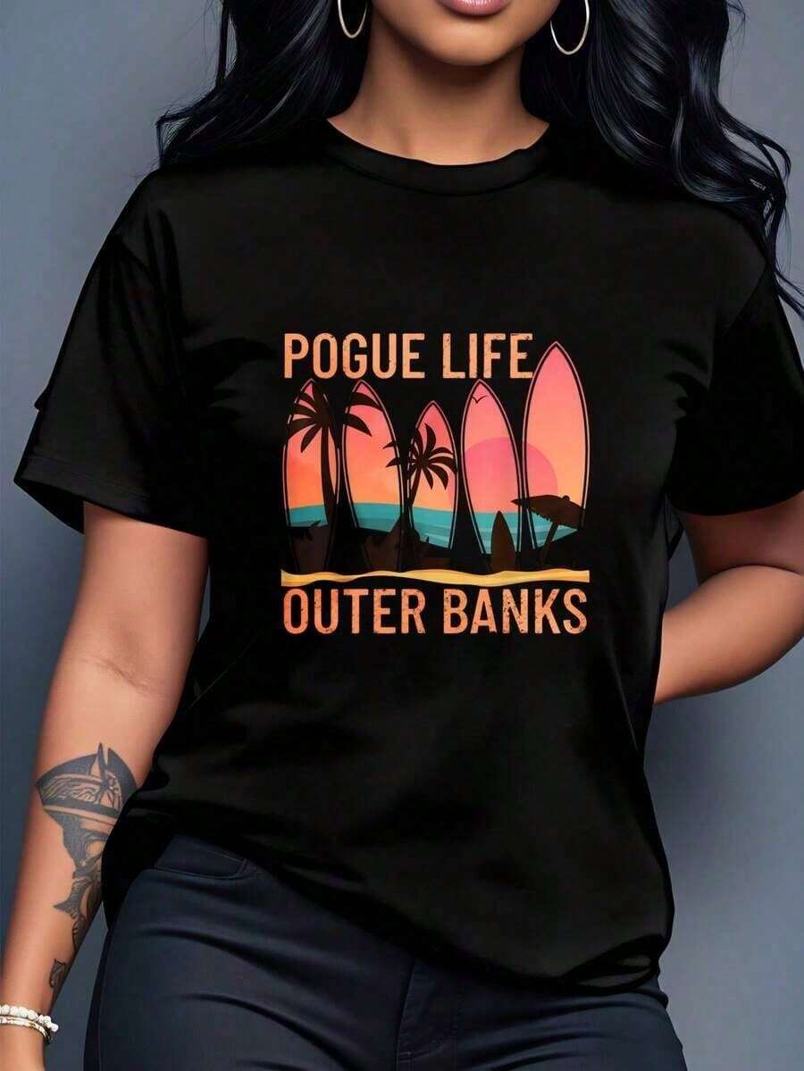 Women's Graphic T-Shirt - Black - View 1