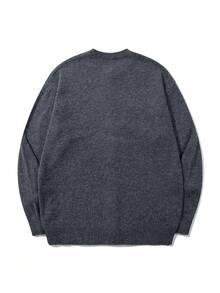 LOOKUN 26 New Solid Color Casual Loose Comfortable Cropped Long Sleeve Knit Sweater Cardigan, Grey - Grey - View 6