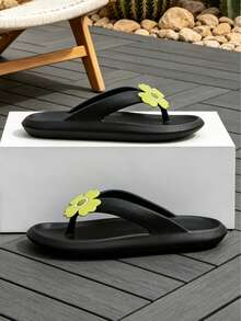 Minimalist Style Soft-Soled Sandals With Thick Soles For Height Increase Without Being Bulky. They Are Versatile For Both Home Wear And Outdoor Use, Giving Your Feet A Cloud-Like Wrapping Feeling. - Black - View 5