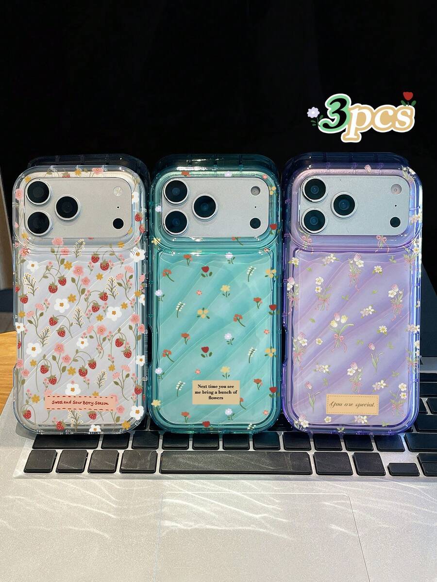 3件裝粉色花朵與蝴蝶結圖案手機殼,甜美浪漫可愛風,相容 iPhone 與 Galaxy,保護殼套,適用 S26/S26 PLUS/S26 Ultra,粉色/白色/玫瑰紅,花朵與蝴蝶結元素設計,特別適合年輕女性與學生 - 彩色 - 查看 1
