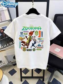 1 Piece Boys Casual Disney Zootopia Nick Wilde Judy Hopps 2 Side Print Graphic Short Sleeve T Shirt Teen Boy Clothes Boys Clothes Shirts - White - View 3