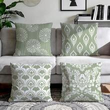 4pcs/1pc Fresh White & Green Floral Pattern Pillowcase, Without Insert, Single-Sided Printed Pillowcase, Suitable For Living Room, Bedroom, Home Decor, All-Season Use - Multicolor - View 2