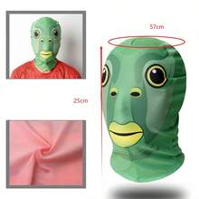 1pc Polyester Breathable Mask Head Cover Funny Green Monster Head Cover Green Fish Head Cover Green Monster Hat, Suitable For Halloween, Easter, Theme Party, April Fool's Day, Stage Performance, Thanksgiving, Halloween, Christmas, New Year And Other Occasions - Multicolor - View 8