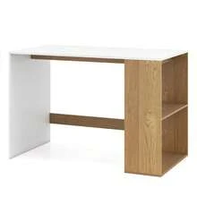 44 Inch Wooden Computer Desk With Bookshelf For Small Space-White And Natural-XY688239 - FXCACEWEU9NX71 - View 3