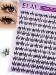ELAE Lash Clusters Manga DIY Lash Extension Anime Eyelash Clusters 10-14mm Spiky Individual Eye Lashes Wispy False Eyelashes D Curl Cosplay Doll Cluster Eyelash Extensions Super Thin Band - 黑色 - 查看 1
