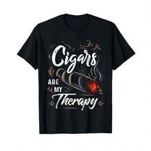 T-shirt unisexe adulte << Les cigares sont ma thérapie » par AKOKAY - T-shirts cigares pour papa - T-shirt noir coupe classique - Noir - Voir 1