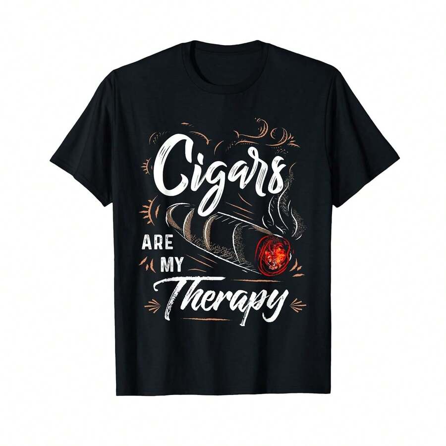 T-shirt unisexe adulte << Les cigares sont ma thérapie » par AKOKAY - T-shirts cigares pour papa - T-shirt noir coupe classique - Noir - Voir 1