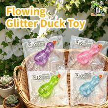 1pc Colorful Shiny Cute Duck Squishy Toy Set, Soft Slow Rebound Stress Relief Fidget Toy With Flowing Glitter, Suitable For Kids And Adults, Perfect For Party Favors, Birthday Gifts And Desk Decor - Multicolor - View 3