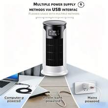 RAF 3-Speed Adjustable Portable Fan With Nano Mist Function, Mini Air Cooler USB Small Air Conditioner Adjustable Vent Mist Fan With Night Light, 360° Rotation, 7-Color Ambient Light, Ultra-Quiet Airflow, 250mL Large Capacity Water Tank - Multicolor 6 - View 5