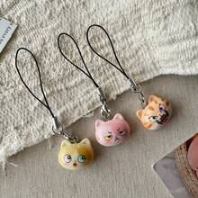 6pcs Cute Cat Resin Pendants, Suitable For Phone Strap Phone Camera Decoration, Cute Phone Charms, Soft And Cute Phone Pendants, Perfect Gift For Girlfriend And Couples - Multicolor - View 6