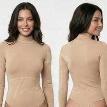 CACHARREL Suplex Bodysuit Second Skin Long Sleeve High Neck - 淺褐色的 - 查看 1