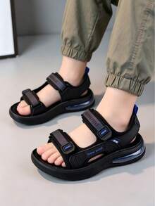 Sandali sportivi casual da spiaggia per bambini, leggeri, con suola morbida antiscivolo e resistente all'usura, pratici con chiusura a strappo - blu scuro - Visualizzare 3