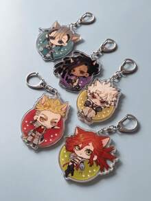 1/5pcs GACHIAKUTA Anime Character Acrylic Keychain, Cat Zanka Nijiku/Rudo/Enjin/Riyo/Jabber Japanese Text Bag Charm, Cute Keychain Accessory - Style B - View 5
