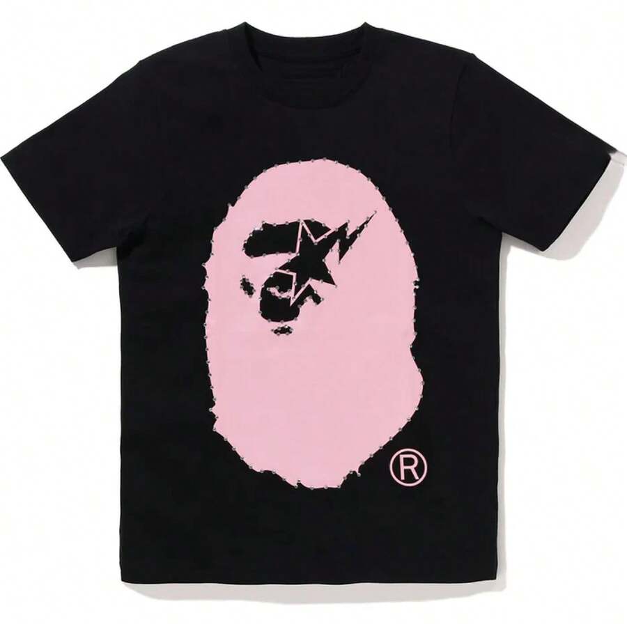 Summer Y2K Style Printed Short Sleeve Tee  Look Summer Outfit Women's Men's Summer Outfit Tops Short Pants - Black - View 1