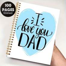 愛心 I Love You Dad 圖案 A5 筆記本 金色螺旋線圈 父親節禮物 學生筆記本 辦公筆記本 日誌 - 適合專業人士、學生和辦公使用 - 完美禮物選擇 學用品 - C - 查看 1