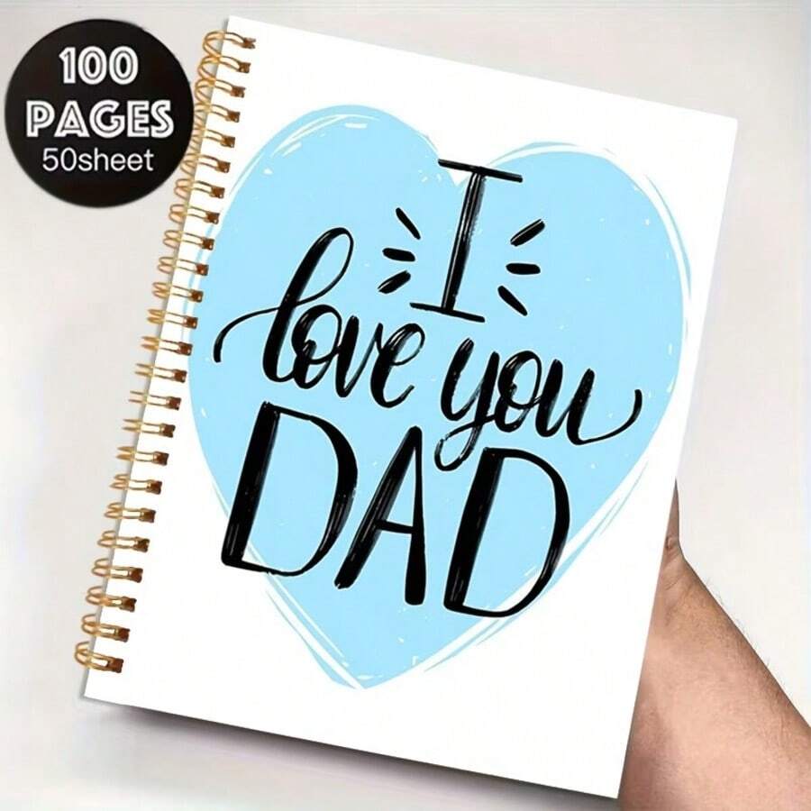 愛心 I Love You Dad 圖案 A5 筆記本 金色螺旋線圈 父親節禮物 學生筆記本 辦公筆記本 日誌 - 適合專業人士、學生和辦公使用 - 完美禮物選擇 學用品 - C - 查看 1