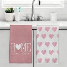 MEMNUN 2入組 粉色水彩愛心 Home Sweet Home 標語印花廚房抹布 40*60cm/45*70cm 超細纖維聚酯纖維材質 現代柔軟洗碗布 廚房巾、洗碗巾、手巾、抹布、家居裝飾、廚房裝飾 烹飪烘焙手巾 廚房配件 可機洗 清潔用品 適用於餐廳廚房、居家裝飾與禮品 全季節 - 彩色 - 查看 2