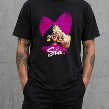 Sia T Shirt Colourful Bow Portrait Pop Singer Graphic Tee Gift - Black - View 3