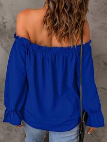 Blusa de hombros descubiertos de estilo europeo y americano, camisa de primavera/otoño - Development - [Rojo] - Ver 7